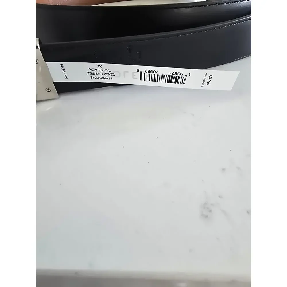 Men’s Cole Hann XL 42-44 Reversible Leather Belt Black Brown Dress Casual Silver